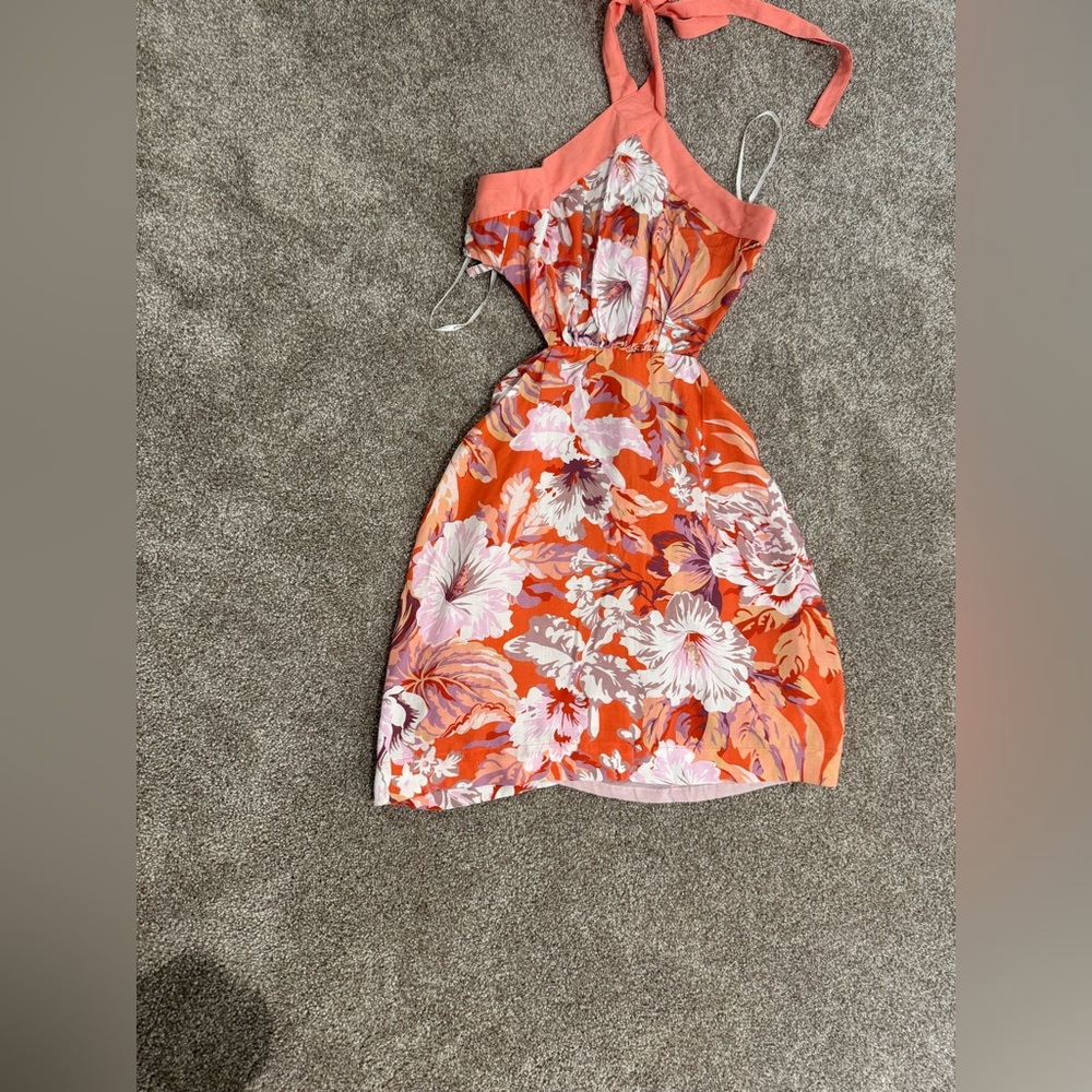 MINKPINK Vibrant Orange and Pink Floral Dress